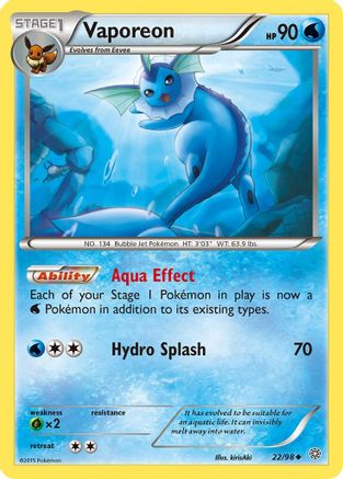 Vaporeon 022 - Reverse Holofoil XY Ancient Origins - Uncommon