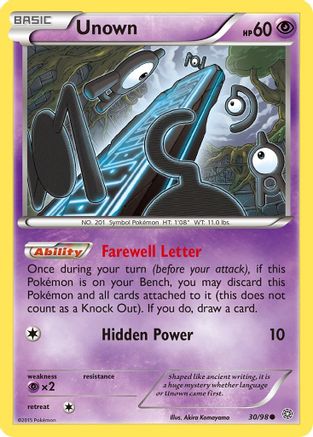 Unown 030 - Reverse Holofoil XY Ancient Origins - Common