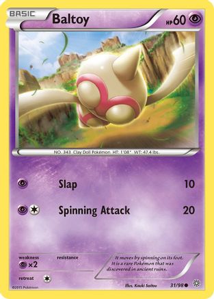 Baltoy (31) - Reverse Holofoil XY Ancient Origins - Common