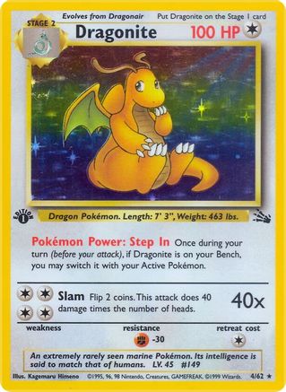 Dragonite (4) (4) 004 - Unlimited Holofoil Fossil - Holo Rare