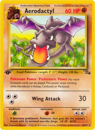 Aerodactyl (16) (16) 016 - 1st Edition Fossil - Rare