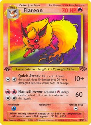 Flareon (19) (19) 019 - 1st Edition Jungle - Rare