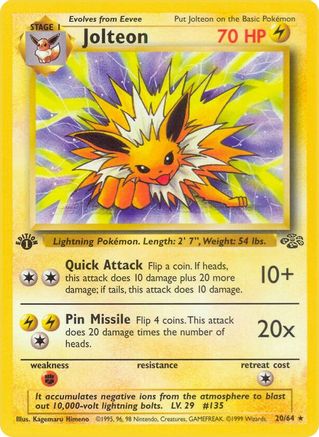 Jolteon (20) (20) 020 - 1st Edition Jungle - Rare