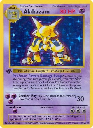 Alakazam - 1st Edition Holofoil Base Set Shadowless - Holo Rare