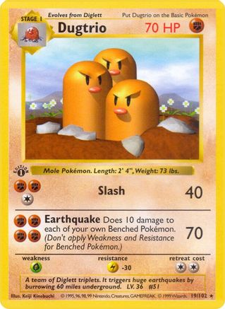 Dugtrio/102 - 1st Edition Base Set Shadowless - Rare
