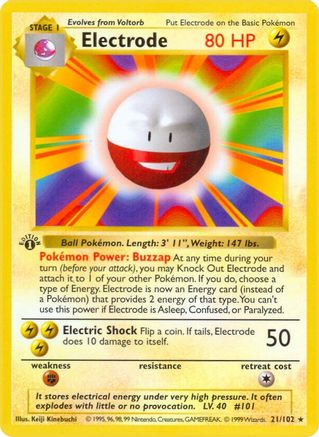 Electrode/102 - 1st Edition Base Set Shadowless - Rare