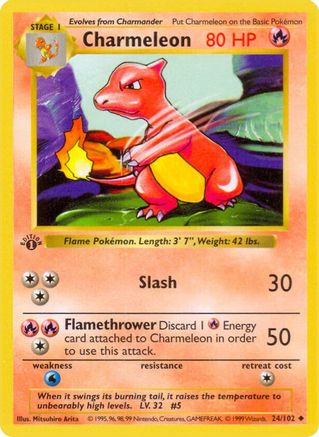Charmeleon 024 - 1st Edition Base Set Shadowless - Uncommon