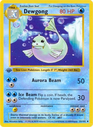 Dewgong 025 - 1st Edition Base Set Shadowless - Uncommon