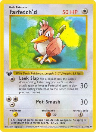 Farfetch'd 027 - 1st Edition Base Set Shadowless - Uncommon