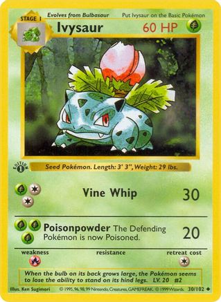 Ivysaur 030 - 1st Edition Base Set Shadowless - Uncommon
