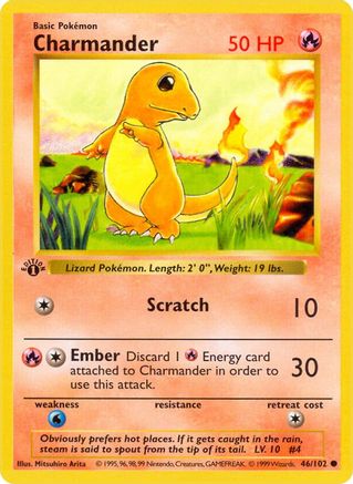 Charmander 046 - 1st Edition Base Set Shadowless - Common