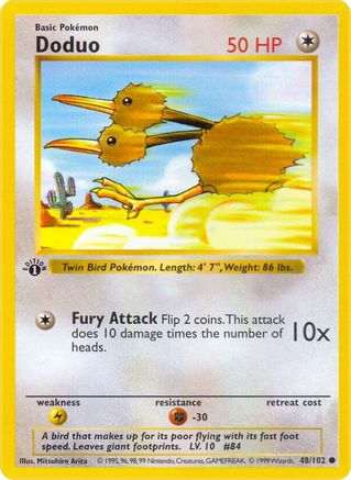 Doduo 048 - 1st Edition Base Set Shadowless - Common