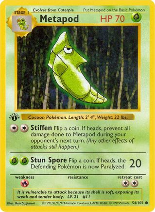 Metapod 054 - 1st Edition Base Set Shadowless - Common