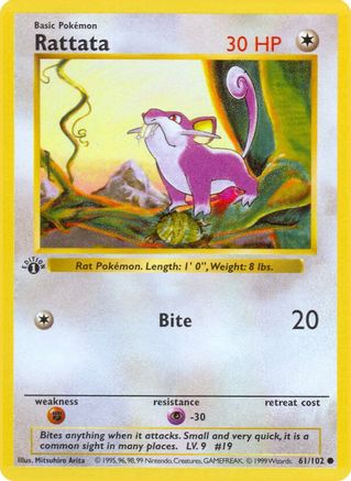 Rattata 061 - 1st Edition Base Set Shadowless - Common