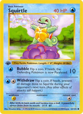 Squirtle 063 - 1st Edition Base Set Shadowless - Common