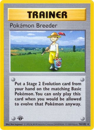 Pokemon Breeder/102 - Unlimited Base Set Shadowless - Rare