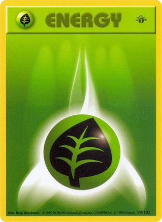 Grass Energy 099 - 1st Edition Base Set Shadowless - Common