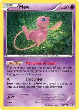 Mew 029 - Reverse Holofoil XY Fates Collide - Holo Rare