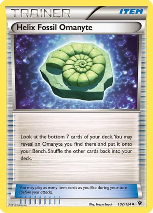 Helix Fossil Omanyte/124 - Reverse Holofoil XY Fates Collide - Uncommon