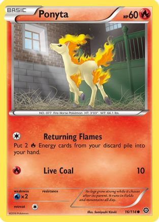 Ponyta 016 - Reverse Holofoil XY Steam Siege - Common