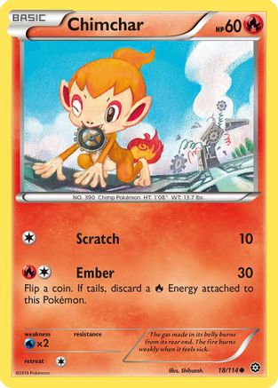 Chimchar 018 - Reverse Holofoil XY Steam Siege - Common