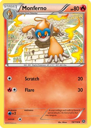 Monferno 019 - Reverse Holofoil XY Steam Siege - Uncommon