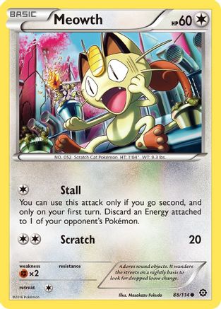 Meowth 088 - Reverse Holofoil XY Steam Siege - Common