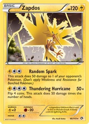 Zapdos - 46/113 (BW Legendary Treasures)/113 Deck Exclusives - Rare