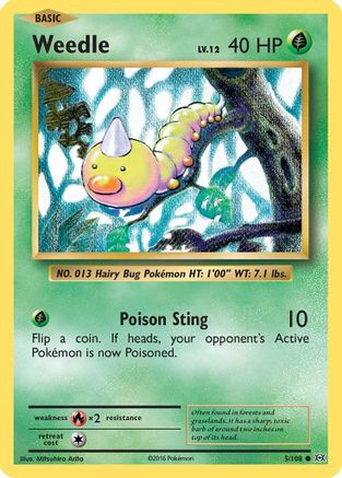 Weedle 005 - Reverse Holofoil XY Evolutions - Common
