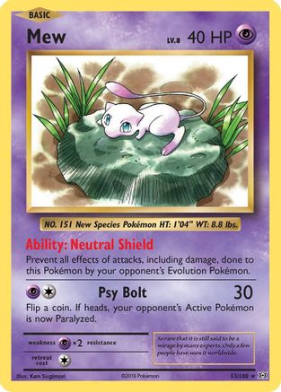 Mew 053 - Holofoil XY Evolutions - Holo Rare