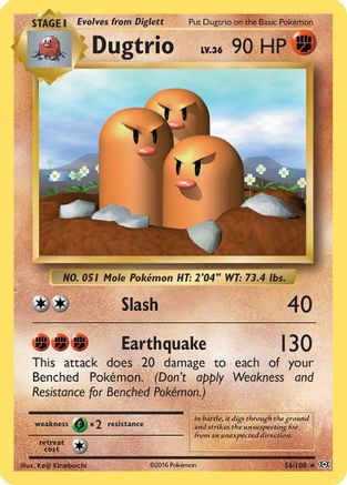 Dugtrio 056 - Reverse Holofoil XY Evolutions - Rare