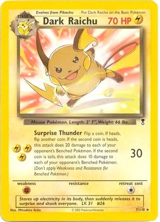 Dark Raichu - 7/110 (WotC Legendary Collection)/110 Deck Exclusives - Rare