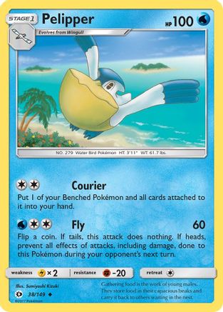 Pelipper 038 - Reverse Holofoil SM Base Set - Uncommon