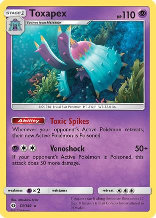 Toxapex 063 - Reverse Holofoil SM Base Set - Holo Rare