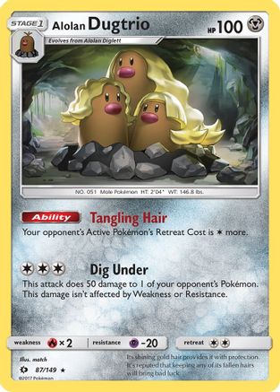 Alolan Dugtrio 087 - Reverse Holofoil SM Base Set - Holo Rare
