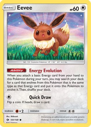 Eevee 101 - Reverse Holofoil SM Base Set - Common