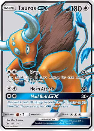 Tauros GX (Full Art) 144 - Holofoil SM Base Set - Ultra Rare