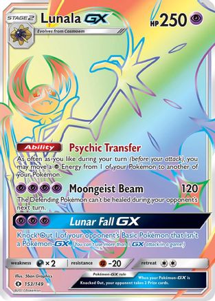Lunala GX (Secret) - Holofoil SM Base Set - Secret Rare