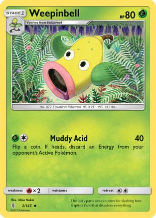 Weepinbell 002/145 - Reverse Holofoil SM Guardians Rising - Uncommon
