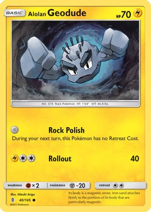 Alolan Geodude 040 - Reverse Holofoil SM Guardians Rising - Common