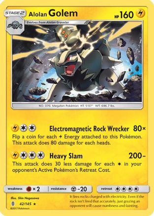 Alolan Golem 042 - Holofoil SM Guardians Rising - Holo Rare