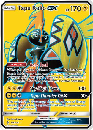 Tapu Koko GX (Full Art)/145 - Holofoil SM Guardians Rising - Ultra Rare