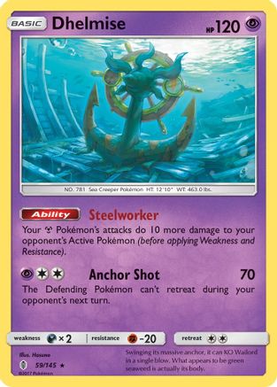 Dhelmise 059/145 - Reverse Holofoil SM Guardians Rising - Holo Rare