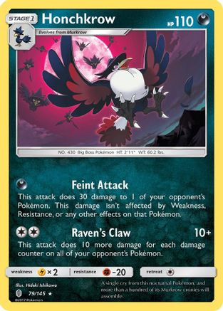 Honchkrow 079 - Reverse Holofoil SM Guardians Rising - Rare