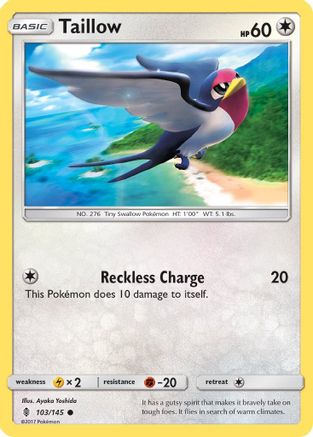 Taillow 103 - Reverse Holofoil SM Guardians Rising - Common