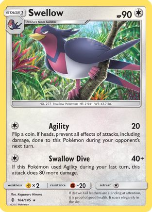 Swellow - Reverse Holofoil SM Guardians Rising - Rare