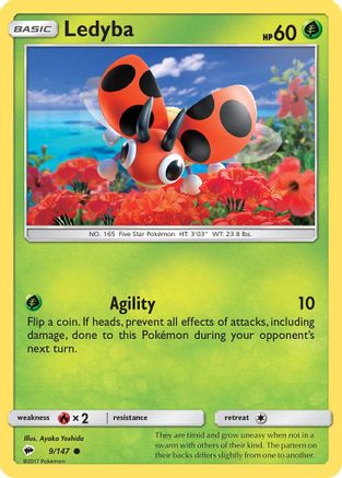 Ledyba 009 - Reverse Holofoil SM Burning Shadows - Common
