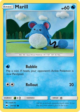 Marill 034 - Reverse Holofoil SM Burning Shadows - Common