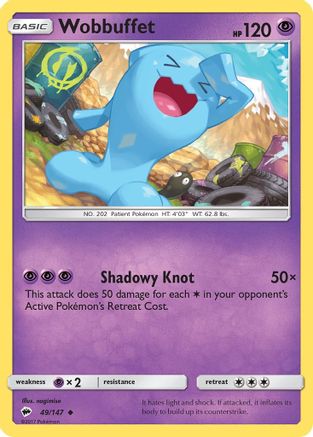 Wobbuffet 049 - Reverse Holofoil SM Burning Shadows - Uncommon