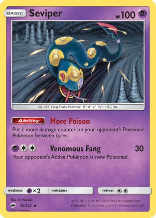 Seviper 050 - Reverse Holofoil SM Burning Shadows - Uncommon